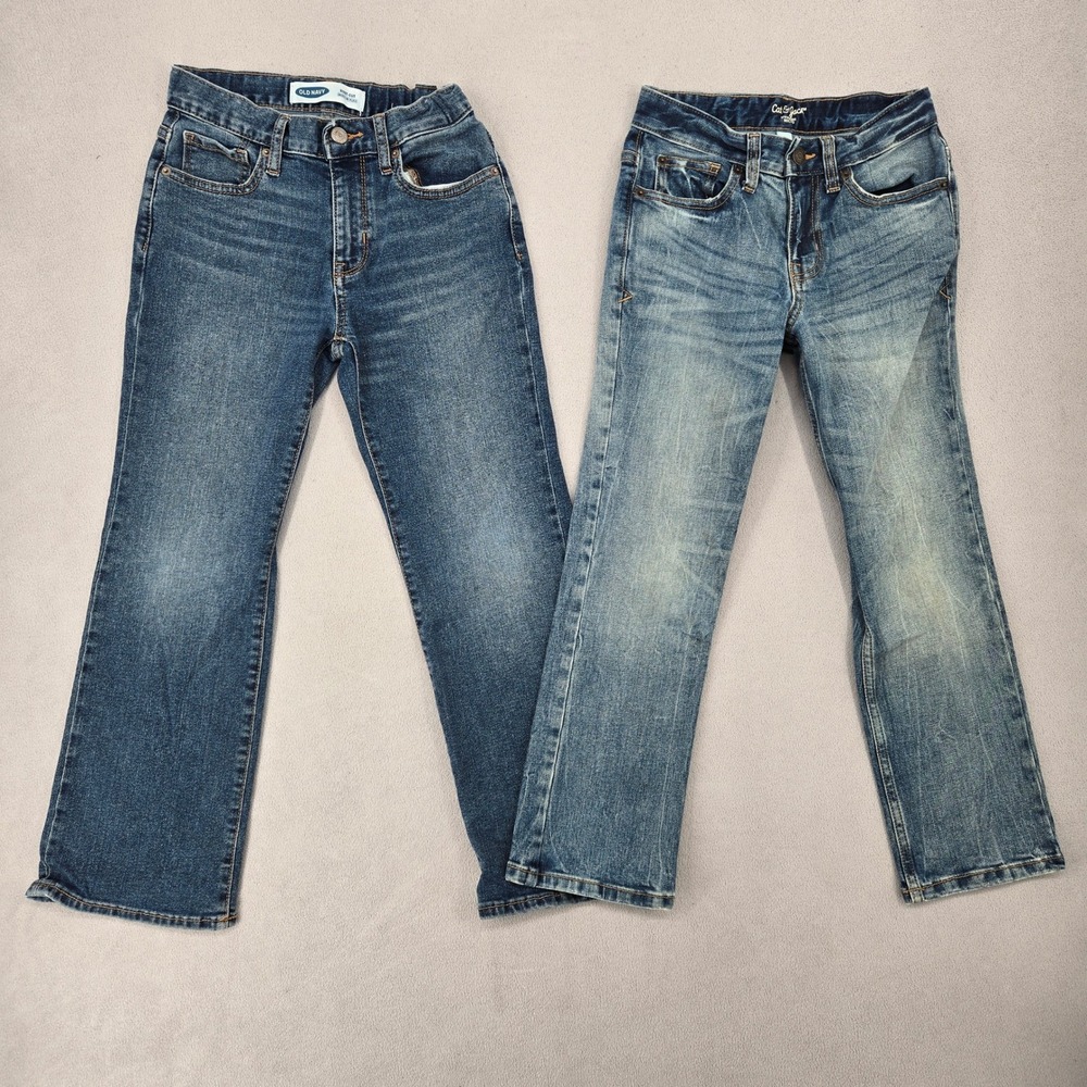 Old Navy Bootcut & Cat & Jack Straight Girls Size 8 Jeans Bundle‎ Blue Denim